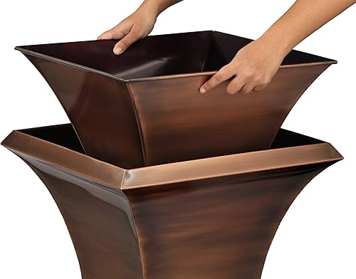 Miniatura 4 de H Potter Macetero alto grande para exteriores, de cobre, decoración de flores para interiores