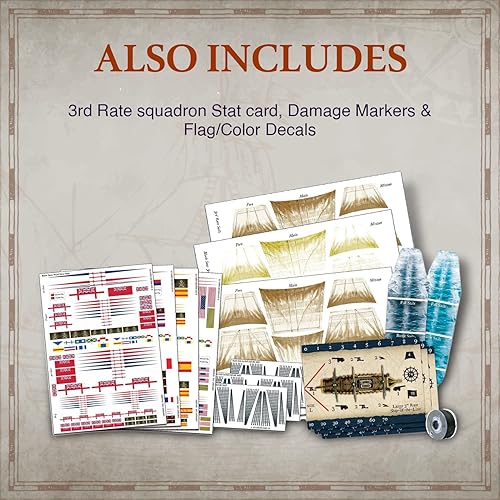 Vista 6 de Wargames Delivered - Warlord Games Black Seas - 3rd Rates Squadron (1770-1830), escala 1/700, juego de guerra naval miniatura, batallas de barcos