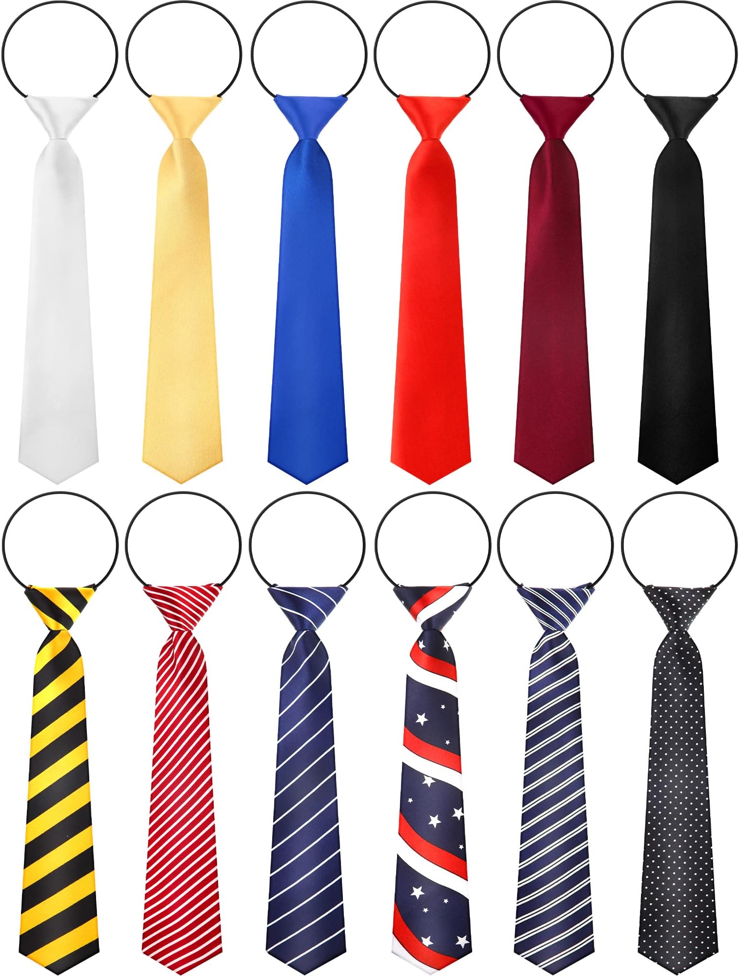Tarpop 12 Pieces Toddler Ties for Boys Adjustable Boys Striped Necktie Pre Tied Toddler Tie Little Boys Costume Tie with Elastic Neck Strap for Kids Formal Wedding Graduation School Uniforms