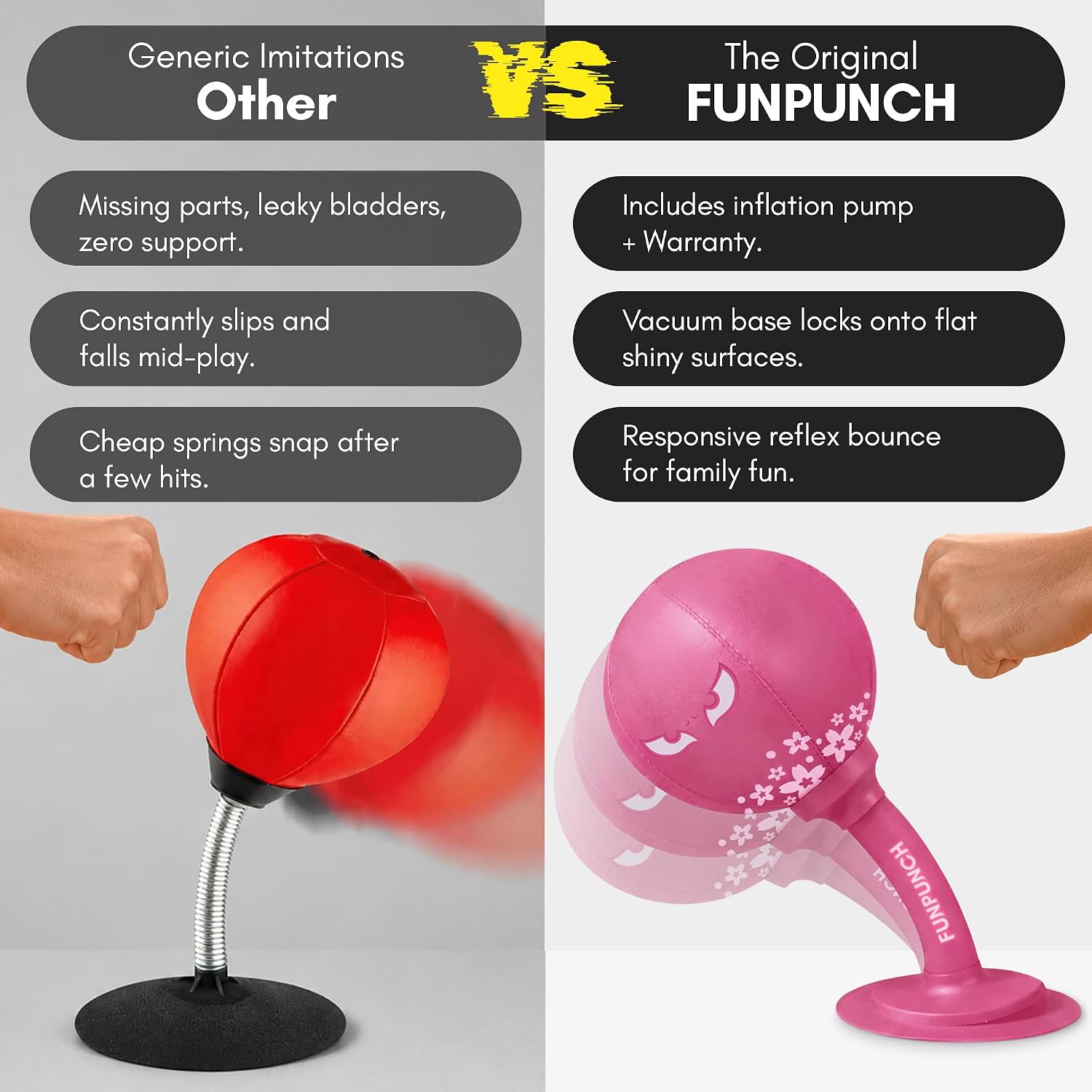 Rage Bag Desktop Punching Bag for Kids and Adults - Suction Cup Punching Bag