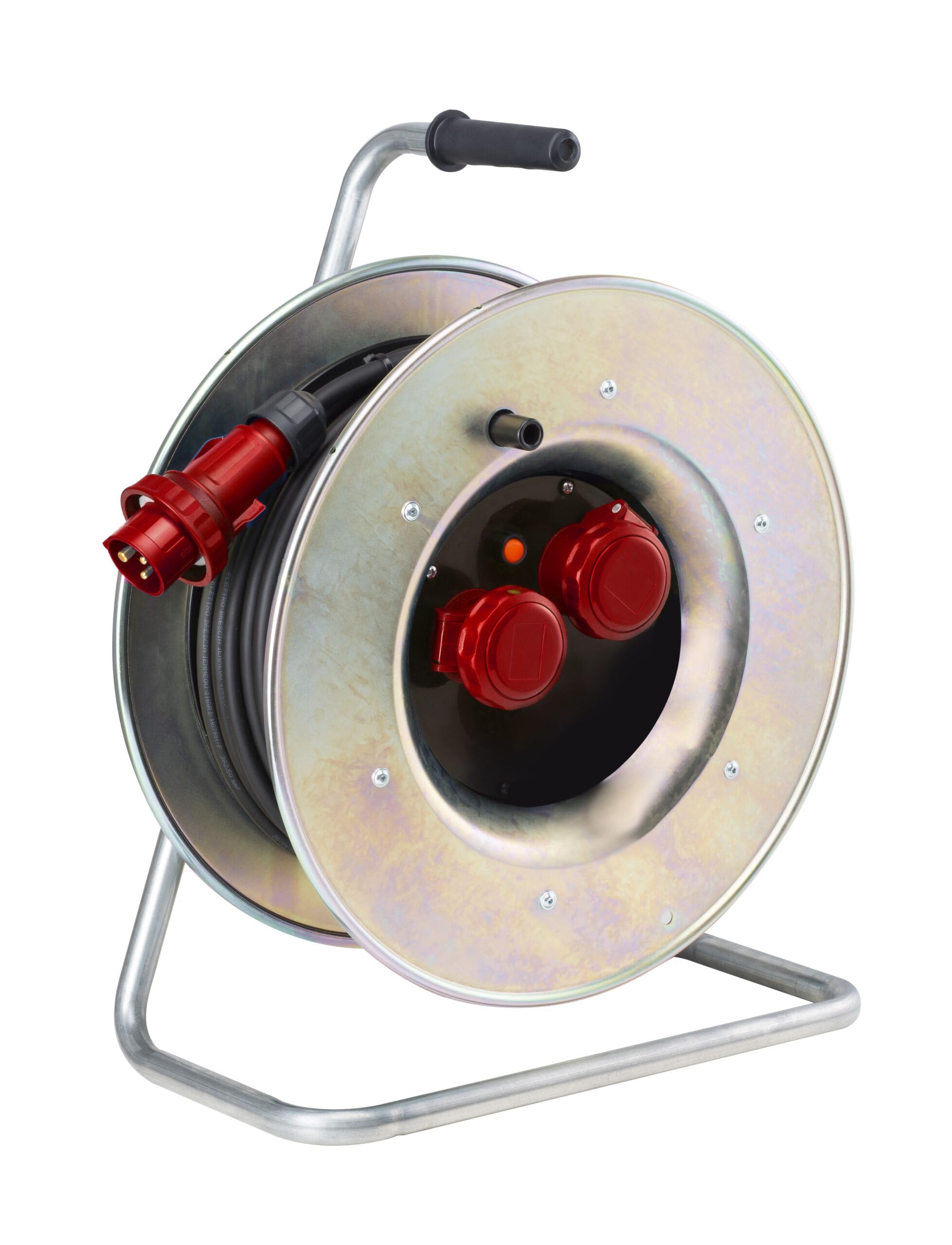 FAMATEL 30052 - Enrollacable ind. metalicoIP55 50m con 2 bases ind 3P+​N+​T 16A 400V