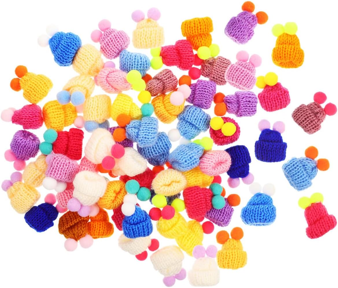 Mini Knitting Hats 100pcs Woolen Yarn DIY Craft Decoration Xmas