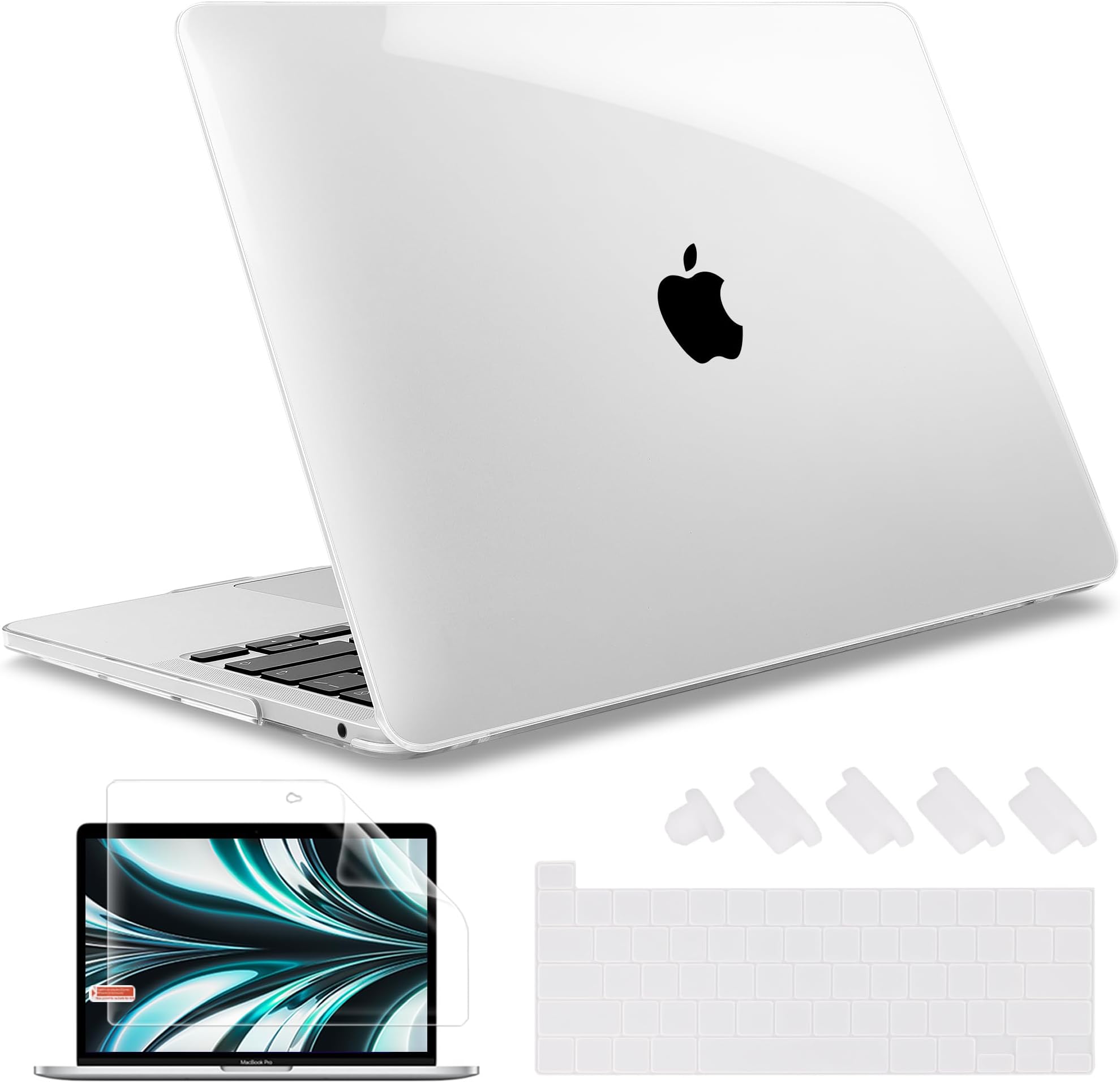 May Chen Compatible with MacBook Pro 13 inch Case 2022 2021 2020 Release Model A2338 M2 M1 A2251 A2289, Plastic Hard Shell Case with Keyboard Cover for MacBook Pro 13 Touch Bar Fits Touch ID, Clear