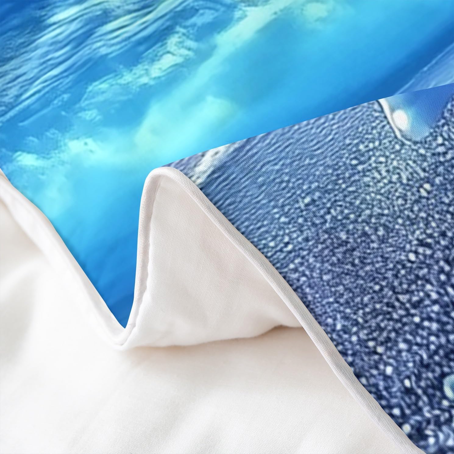 Feelyou Seashell Cotton Duvet Cover Set King Size Beach Bedding Set for Boys Girls Ocean Sea Blue Bedding Duvet Cover Set Room Decorations Bedspread Cover 3Pcs,No Stuffing