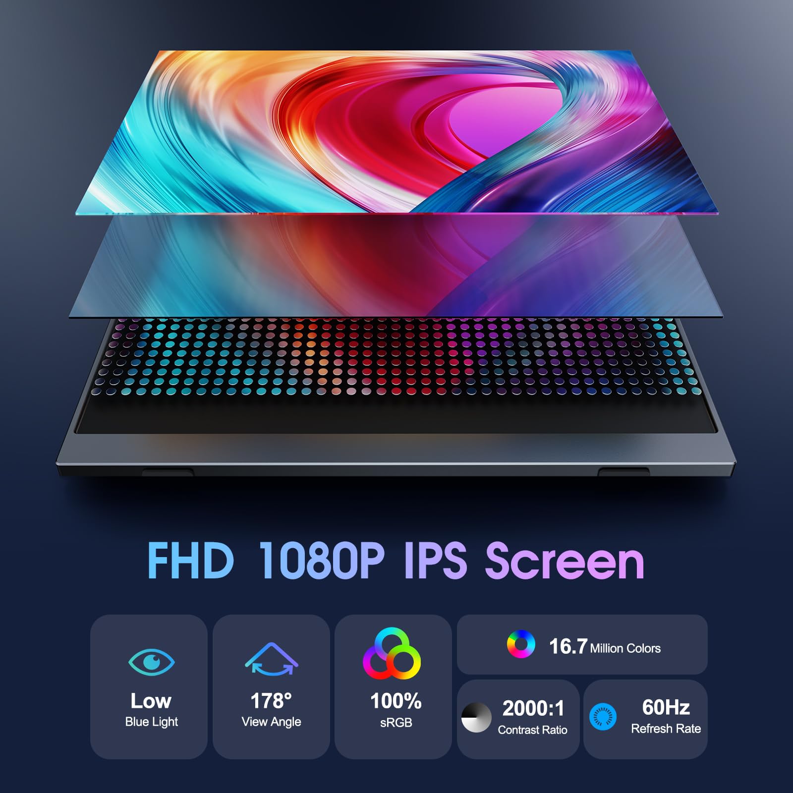 COOLHOOD Monitor Portatil 15.6 Pulgadas 1080P FHD IPS 100% SRGB USB C Mini HDMI para Móvil Laptop PC PS5