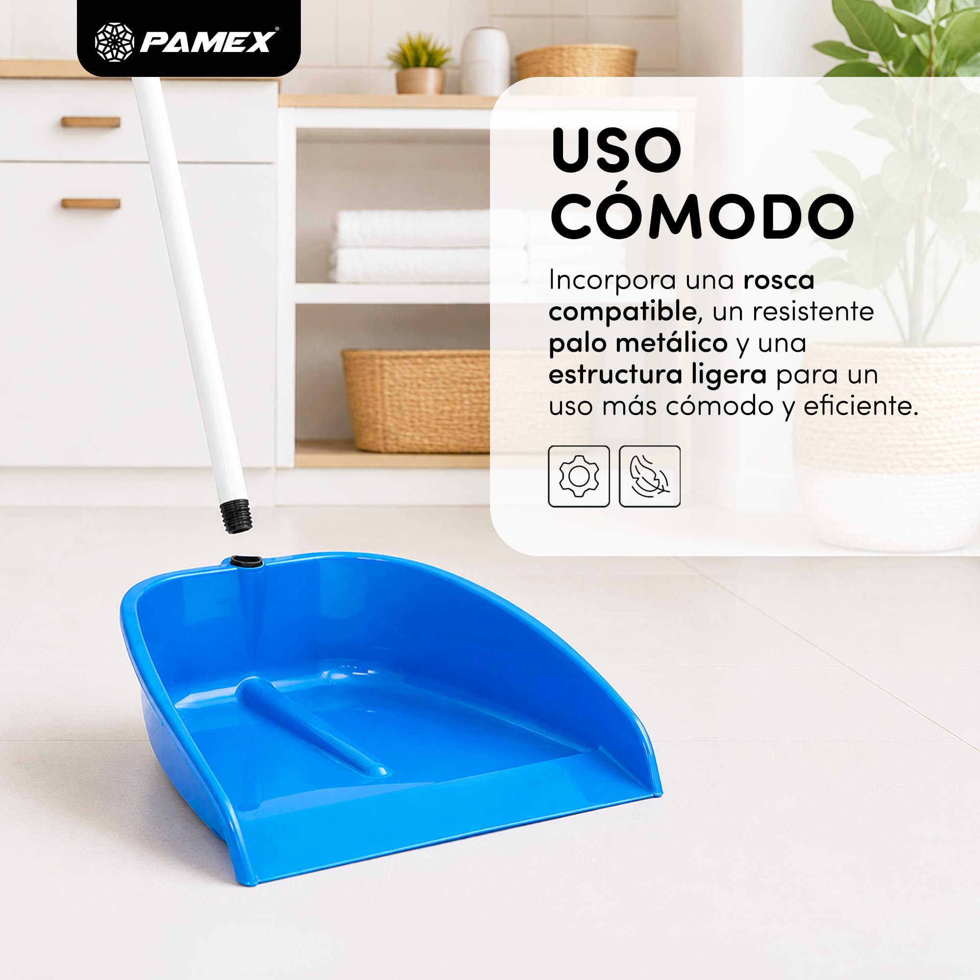 Pamex - Recogedor Ximetik Palo Metal - 30 Unidades (Azul)