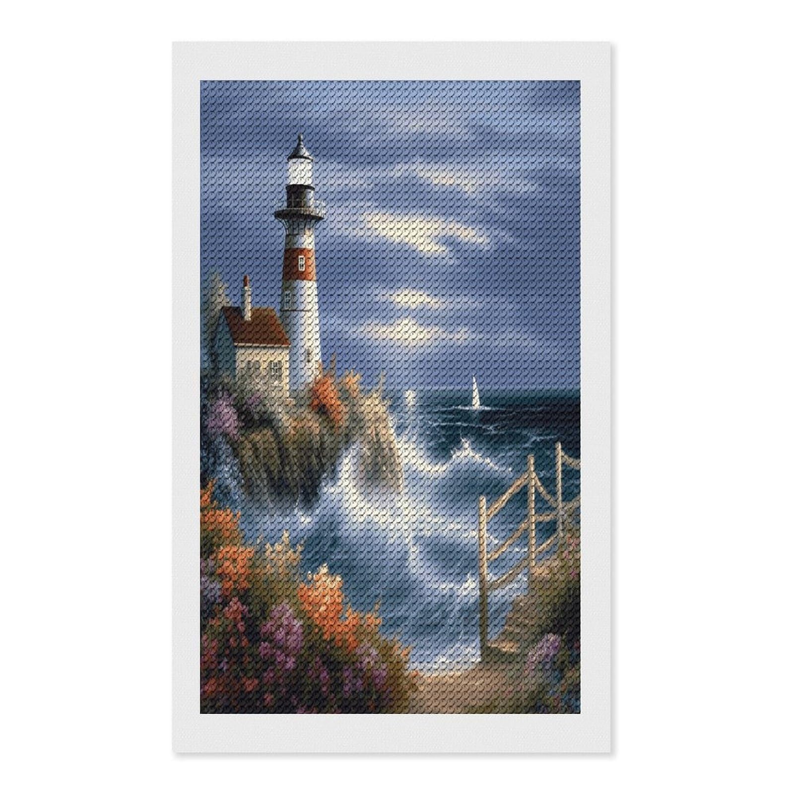 VstaDank Lighthouse Diamond Painting Diamond Painting Kits Exquisite DIY Full Round Drill Diamond Dots Painting for Adults Beginner Diamond Photo Paint with Diamond Picture Art Wall Decor 12"x20"