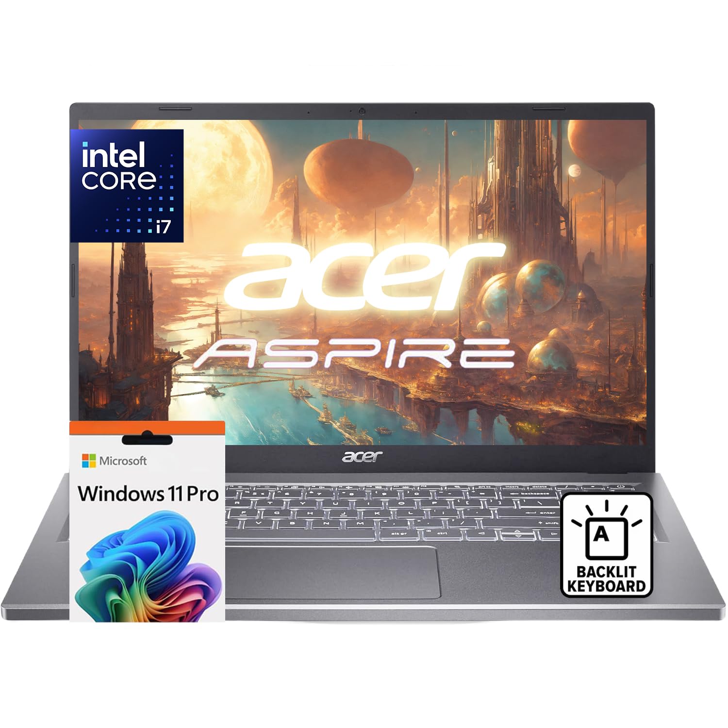 Aspire Premium 15.6" FHD Laptop | Intel Core i7-1255U up to 4.7GHz | 40GB RAM - 1TB PCIe SSD | Backlit Keyboard | Wi-Fi 6 | Iris Xe Graphics | Webcam | Sleek & Portable | Windows 11 Pro