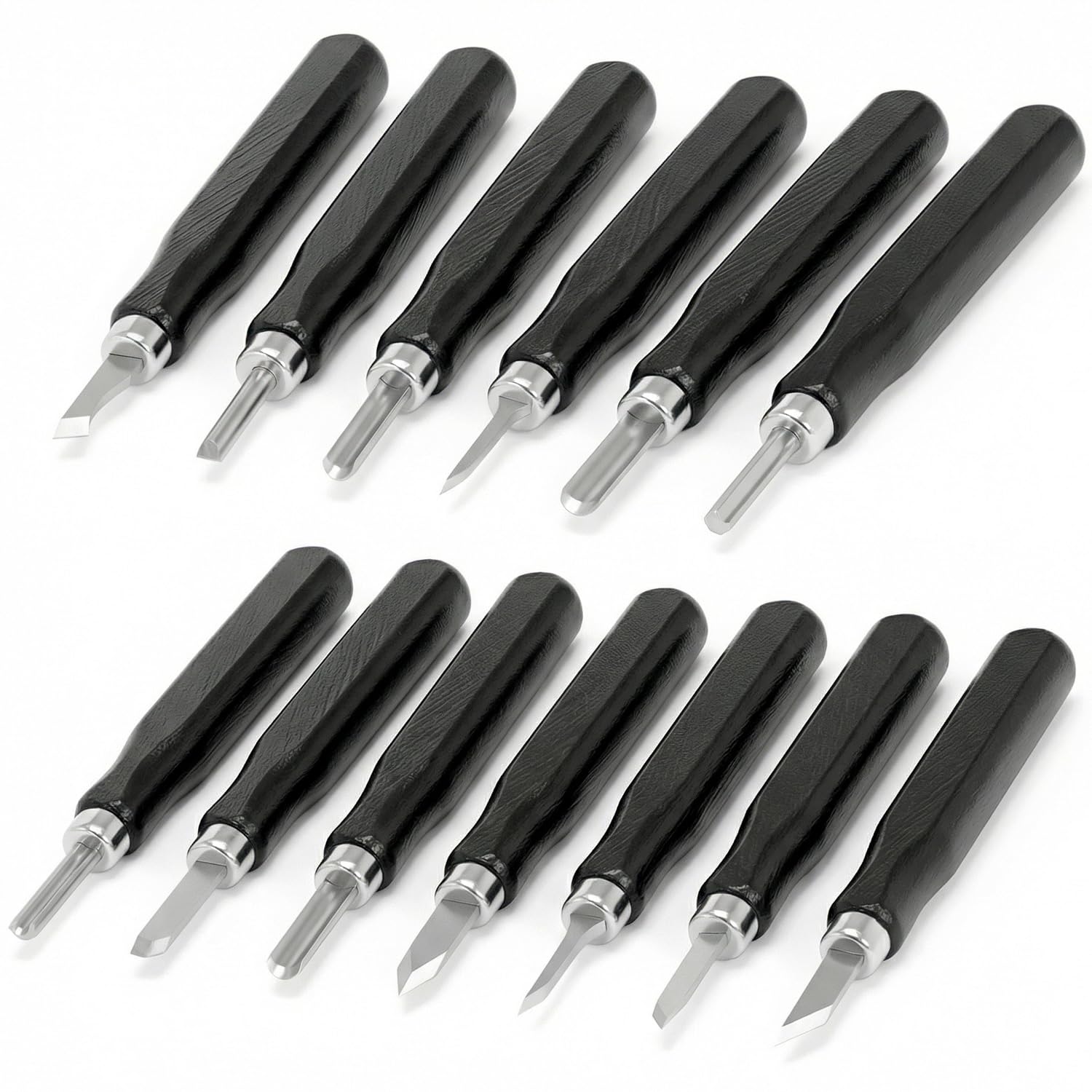 QWORK Wood Carving Tools Set - 12 pcs Mini Wood Chisel Kit for Beginners & Professionals, Multipurpose Sculpting, Soap Carving, Sculpture Carving DIY Tool