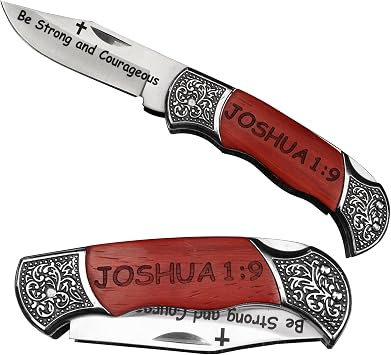Engraved Be Strong and Courageous-JOSHUA 19 Catholic Christian Gifts Bible Verse Utility Tool,Scripture Baptism Religious Confirmation Holy Men Gift JOSHUA 19