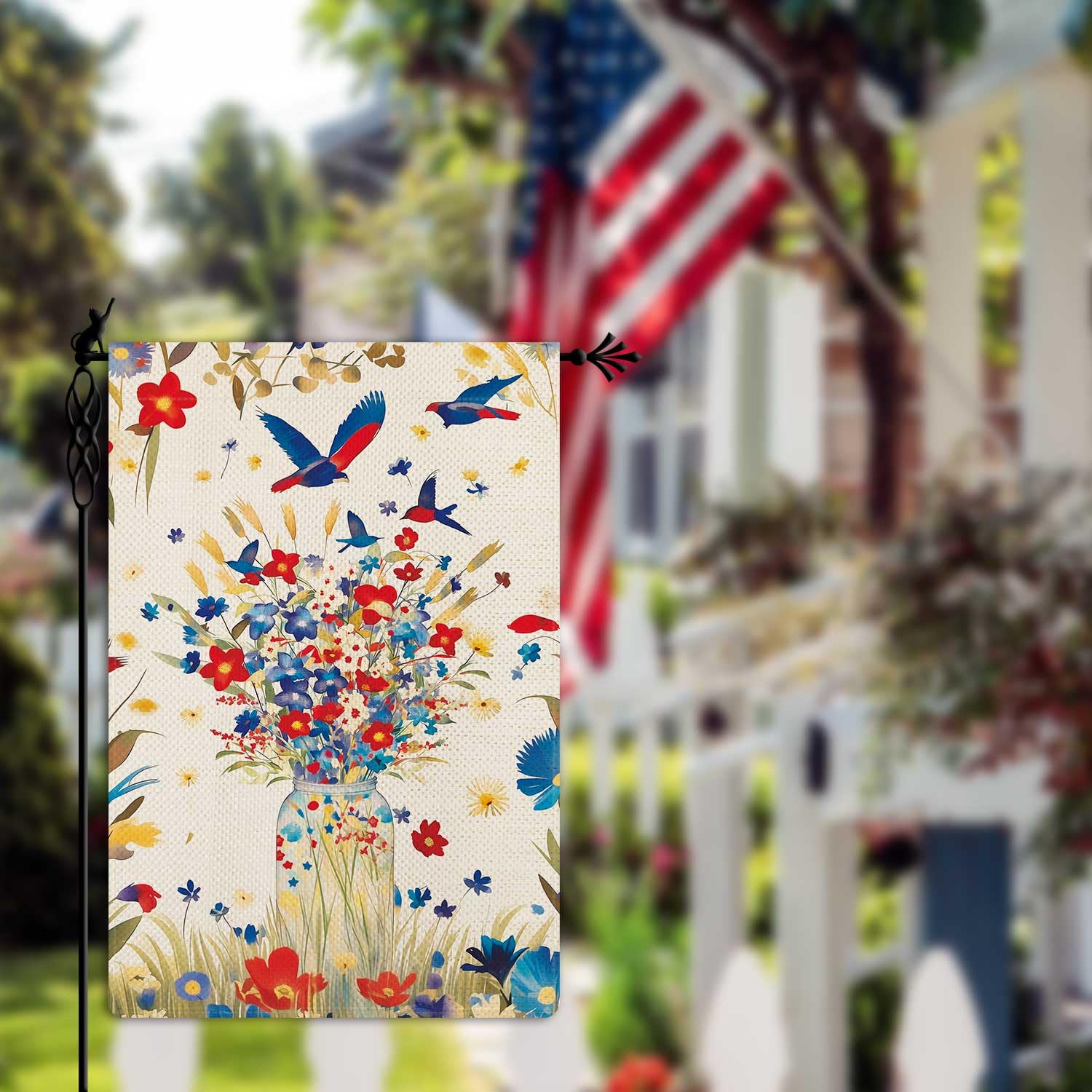 Jauageon 4. Juli Gartenflagge – Doppelseitig, 31,8x45,7 Cm, Wetterfest, Patriotisches Design