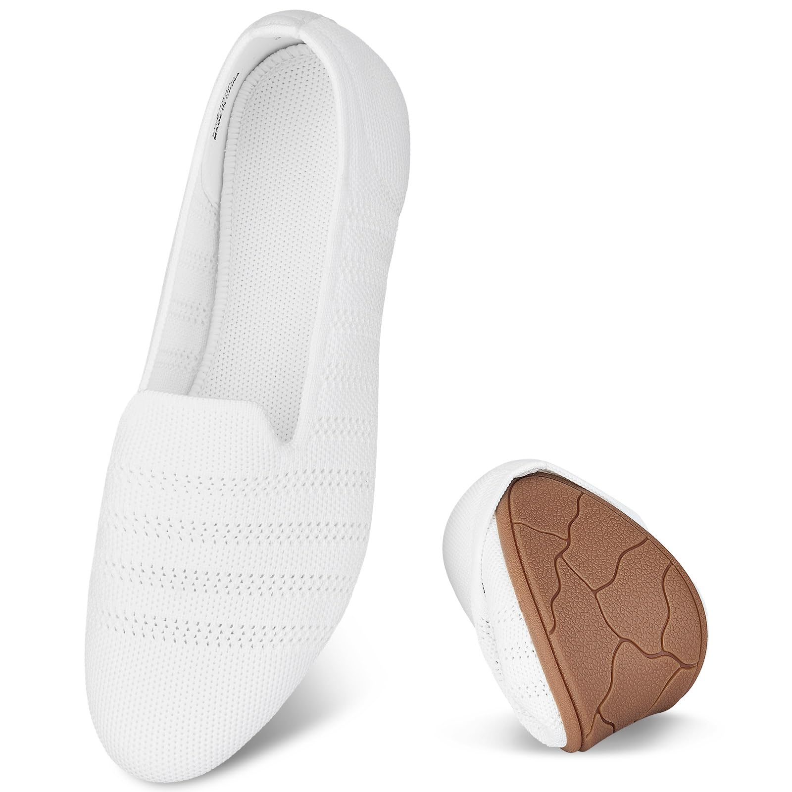 Puxowe Flats for Women Round Toe Flat Shoes Knit Women's Ballet Flat Shoes Dressy Ballerina Slip On Shoes for Women Foldable Comfortable Soft Low