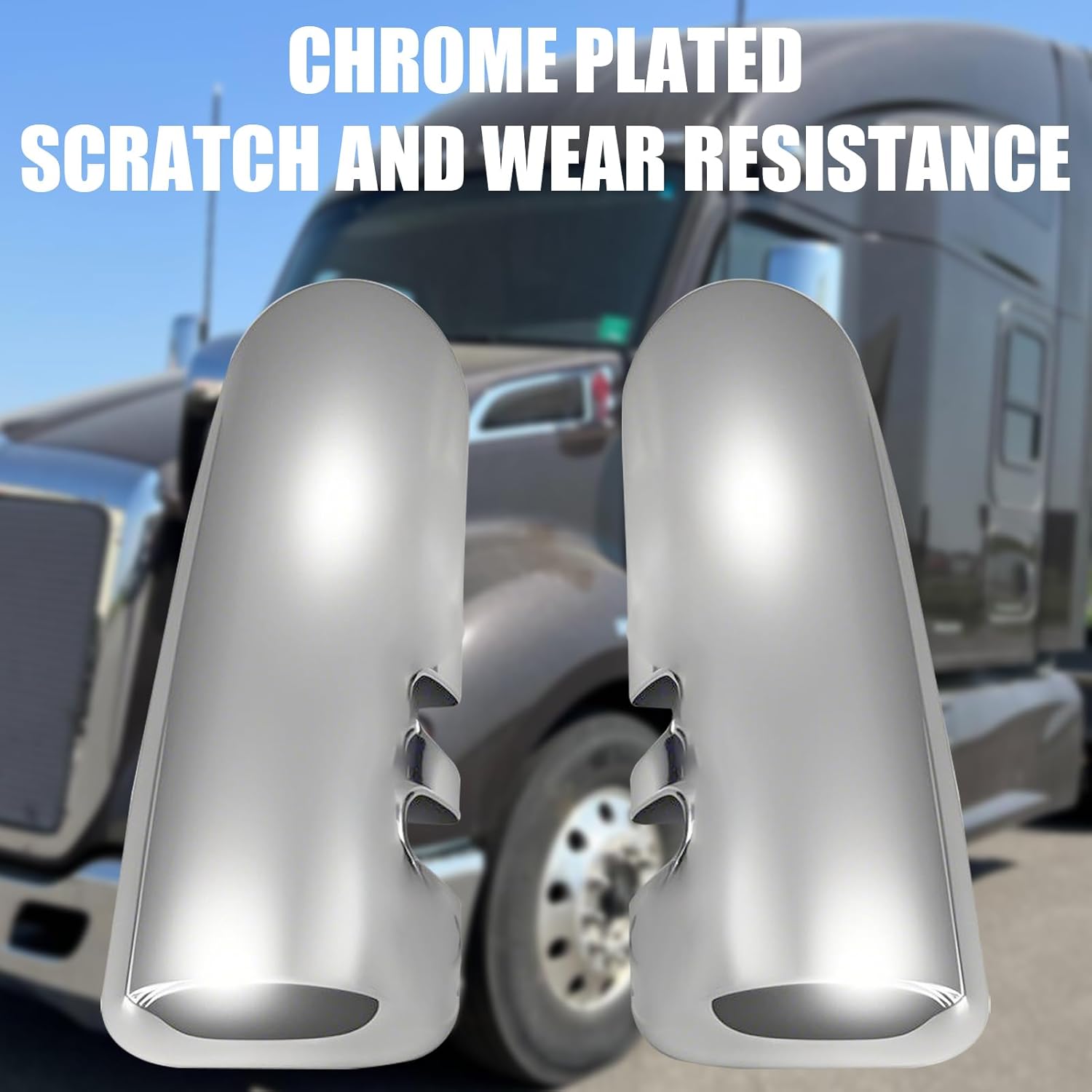 Chrome Door Mirror Covers Fit for 2013 2014 2015 2016 2017 2018 2019 2020 Kenworth T680 T880 W990 (Driver and Passenger Side)