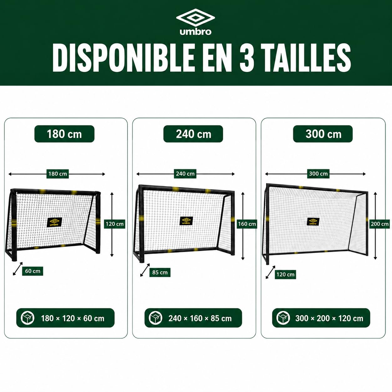 Umbro Cage de Foot - But de Foot Enfant - Kit Entrainement Football pour Enfants et Adultes - Cage Foot Exterieur et Interieur - Montage Rapide - Noir/Jaune