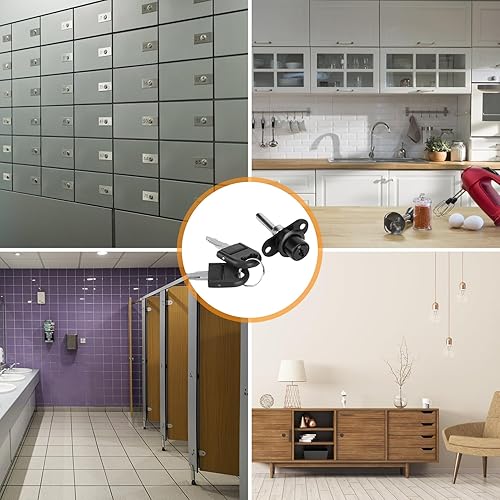 Miniatura 7 de Cerradura de émbolo de armario de escritorio, 2 piezas, armario de archivador con llaves, seguridad de oficina, accesorios de muebles de bricolaje