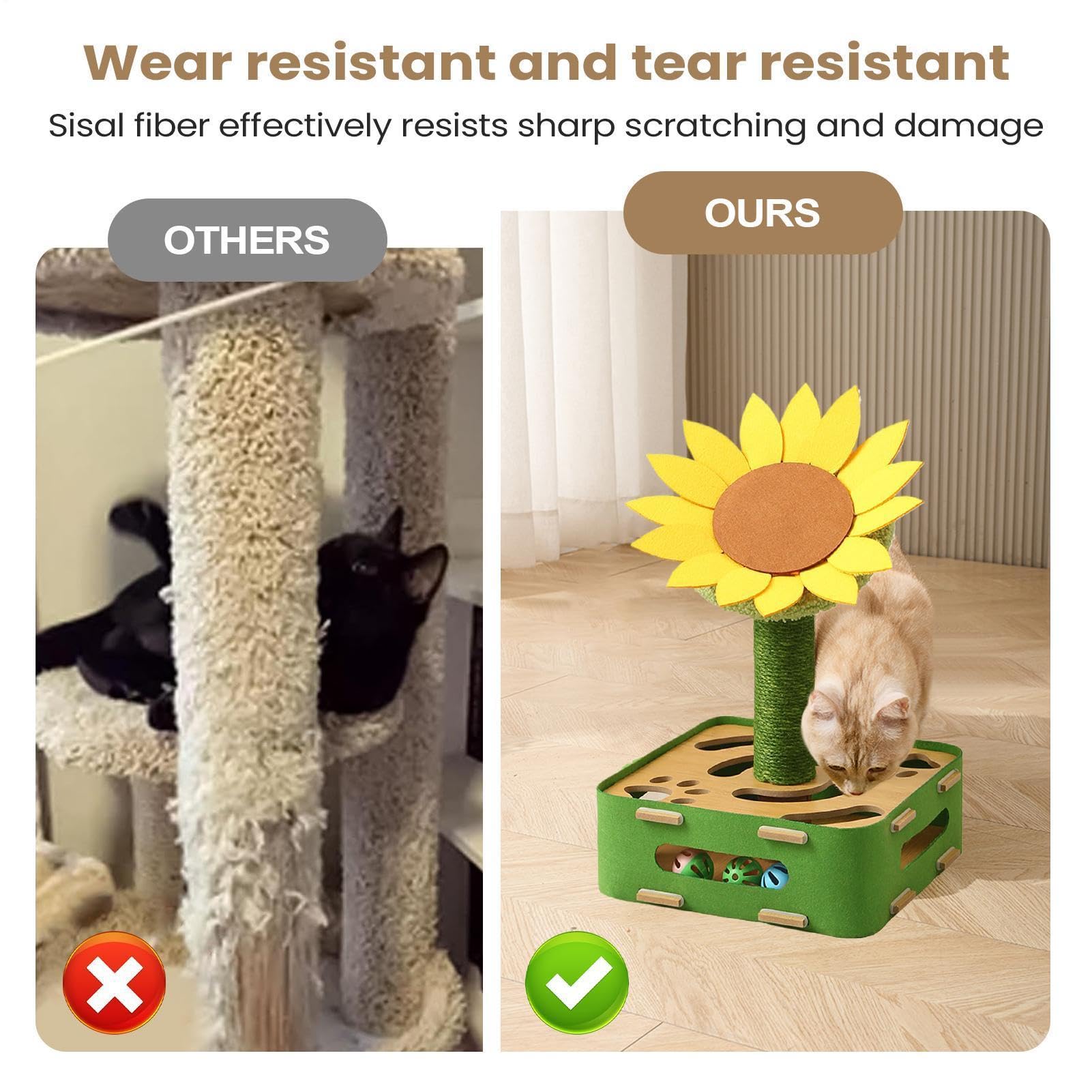 Interaktives Katzenspielzeug Futterball Mit Sonnenblumen Design | Kippsichere Basis Spiel Für Haustiertraining Bewegung Geistiges Spiel Gegen Langeweile