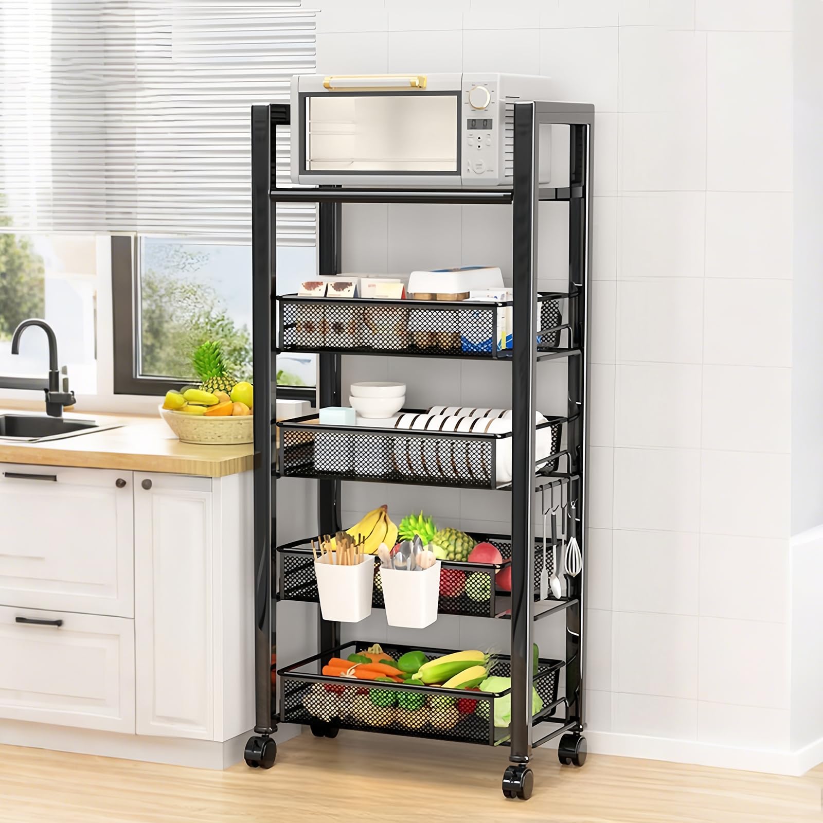 Amazon.co.jp: [Geegood] キッチンカート サロンワゴン 5段 スリム 天