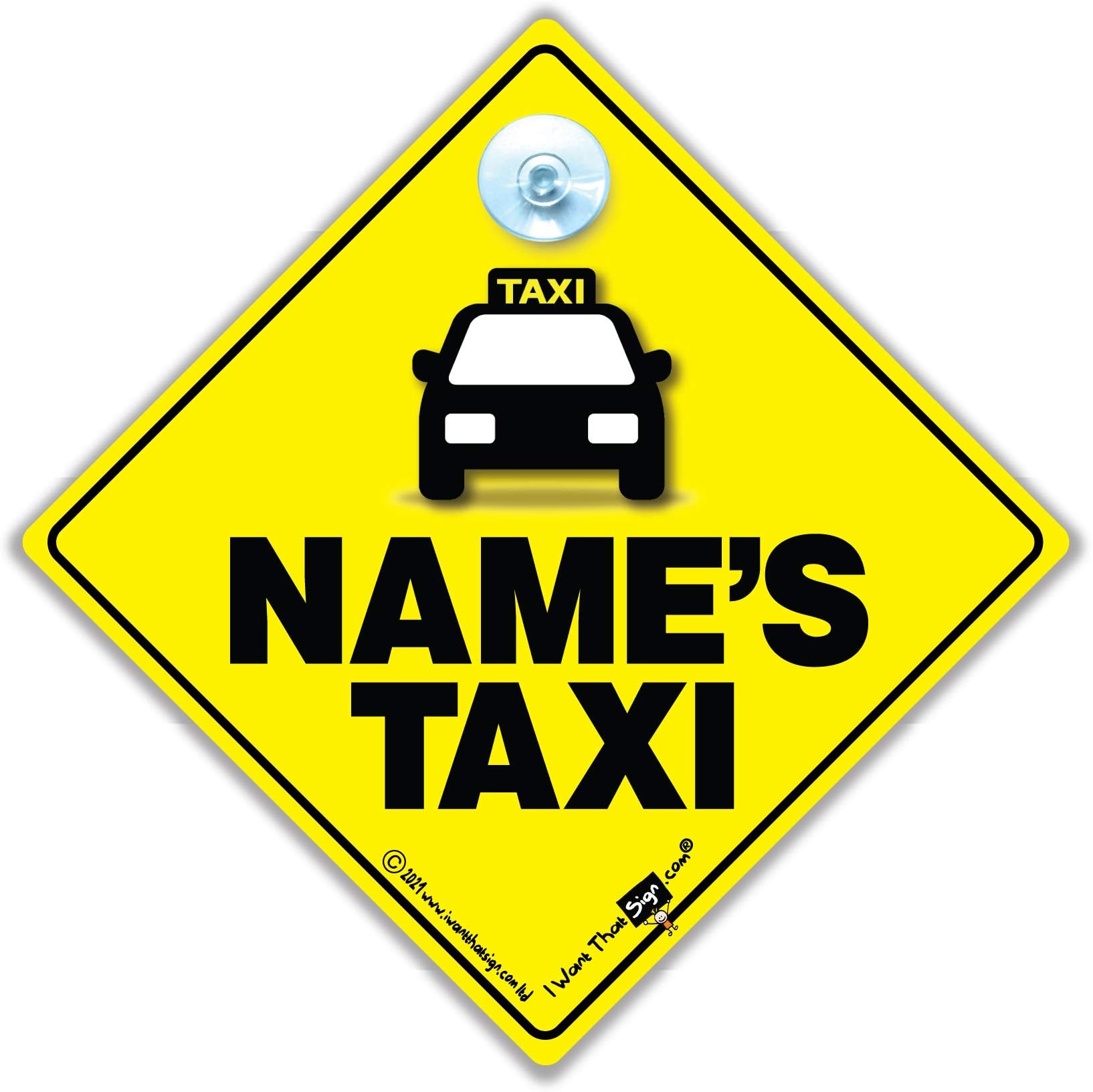 Personalised Custom Taxi Sign with Suction Cup, Baby On Board Style - Add Name