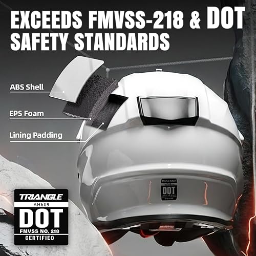 Miniatura 2 de TRIANGLE - Casco modular con cobertura completa del rostro, para motocicleta, cuatrimoto, motocross, con doble visera, aprobado por el DOT