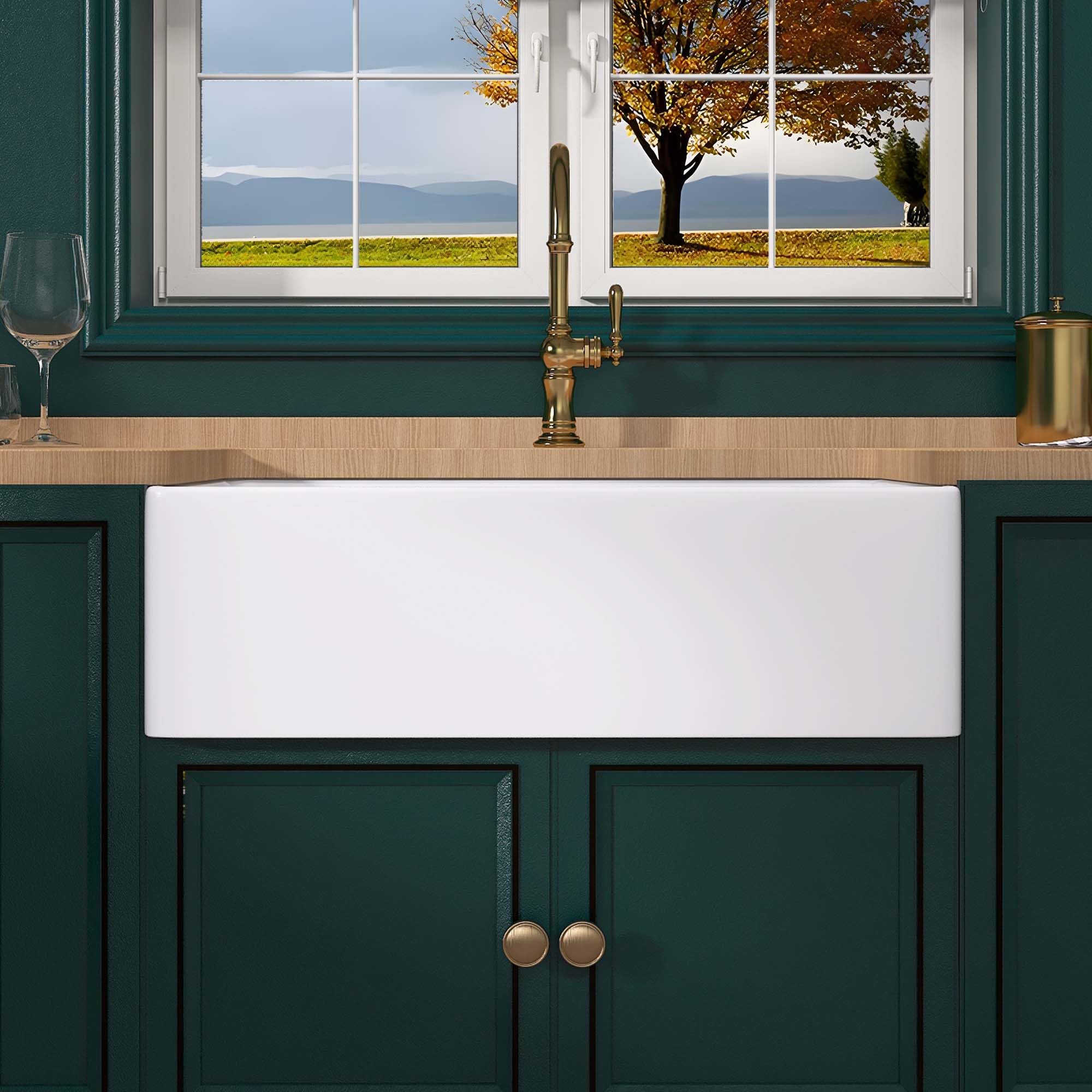 30"Lx20"W White Farmhouse Sink