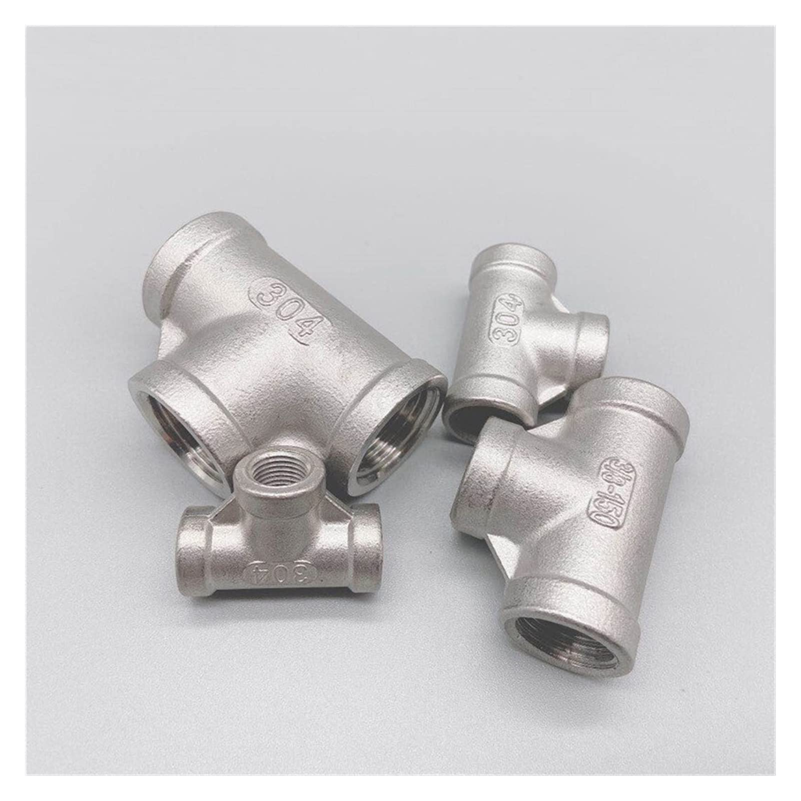 HMTE Adaptador de Acero Inoxidable SS 304, 1/8 ", 1/4", 3/8 ", 1/2", 3/4 ", 1", 1-1/4 ", 1-1/2", Rosca Hembra BSP, Montaje de tubería de Agua, 3 vías, Igual (Especificación de Rosca: DN40) (DN32)
