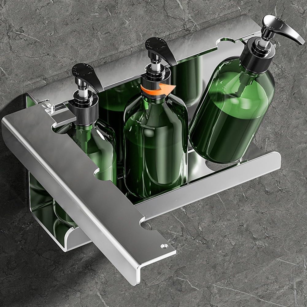 Edelstahl Seifenspender Halter Wandmontage 24x8.5cm Silber(With Bottle)