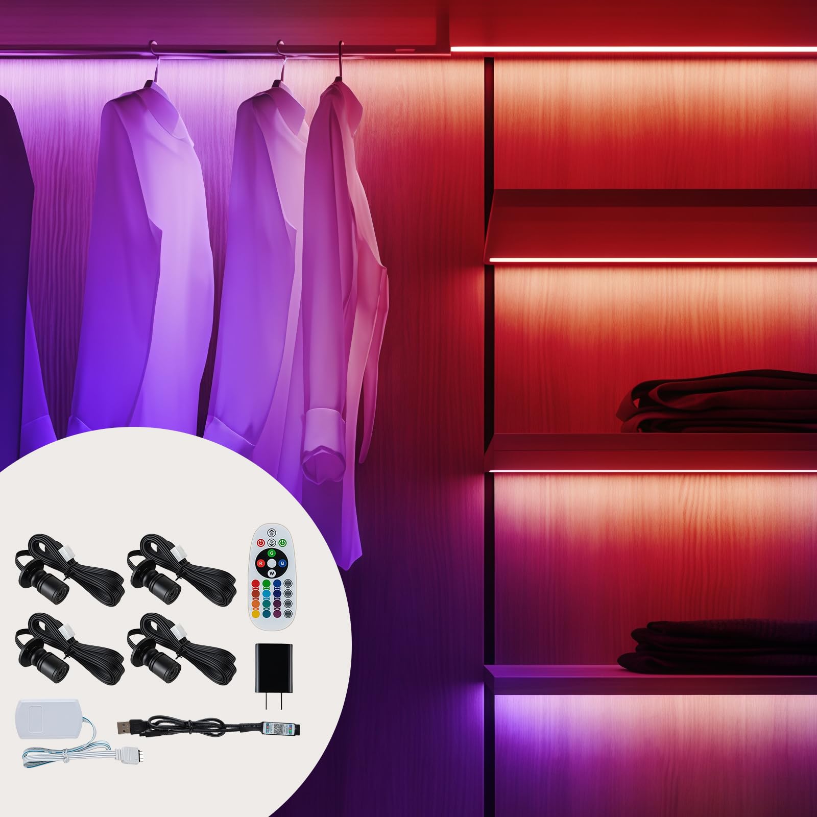 Lot de 4 mini spots LED avec télécommande, 1,5 W, orientable à 180°, éclairage d'armoire, contrôle Bluetooth, petit kit d'éclairage d'accentuation à intensité variable, pour bijoux, couloir, vitrines