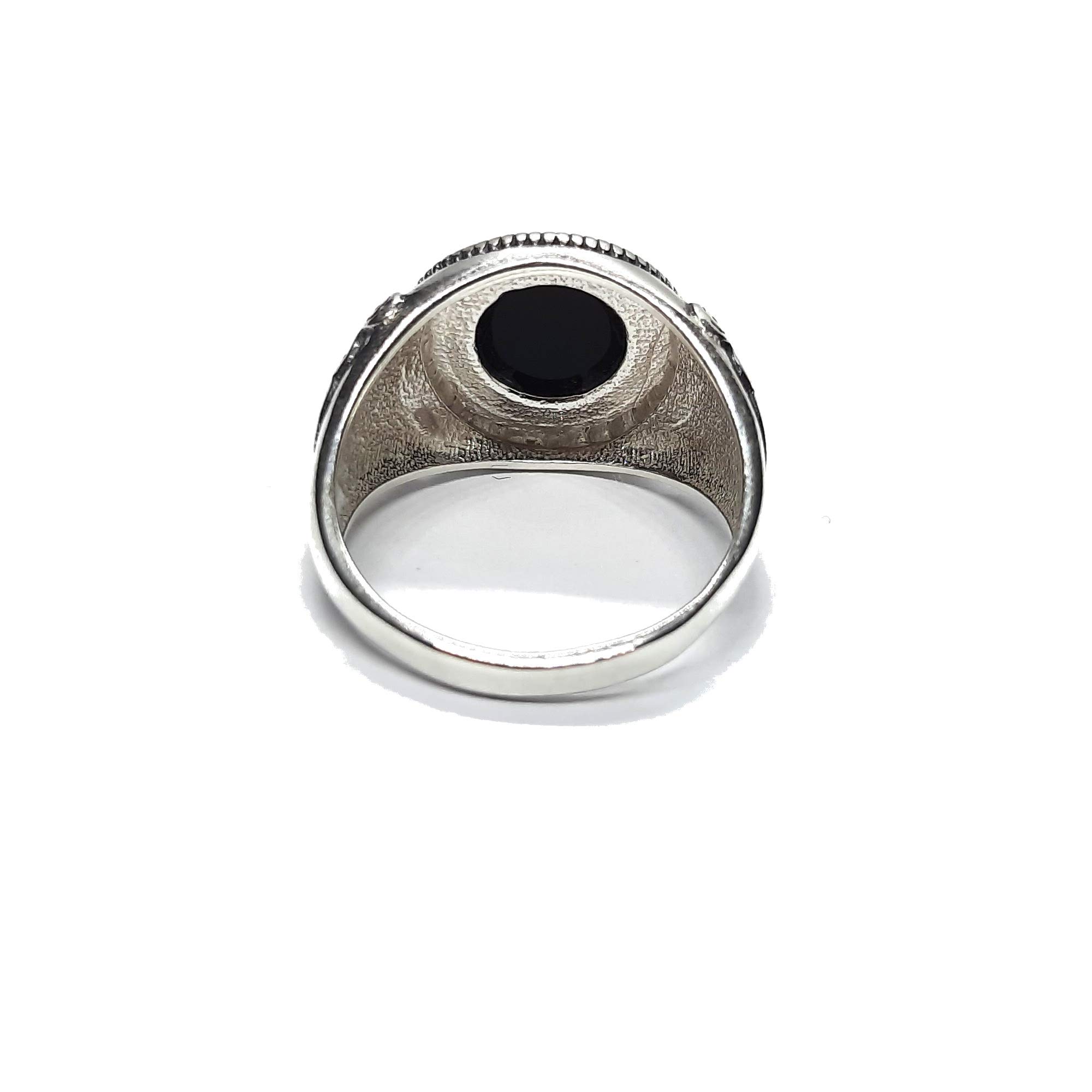 Anello da uomo in argento sterling con 10mm onice nero autentico solido marchiato 925