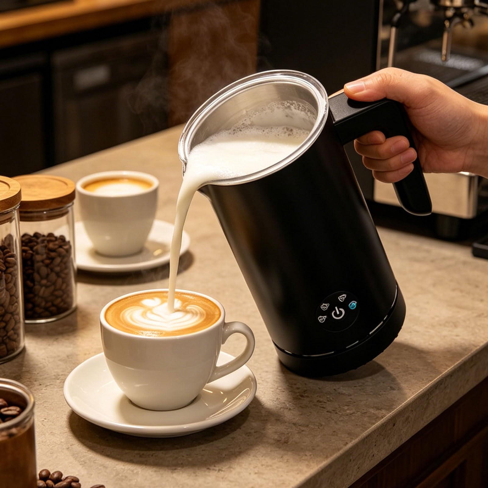 Montalatte elettrico da 500 W con frusta in acciaio inox per latte