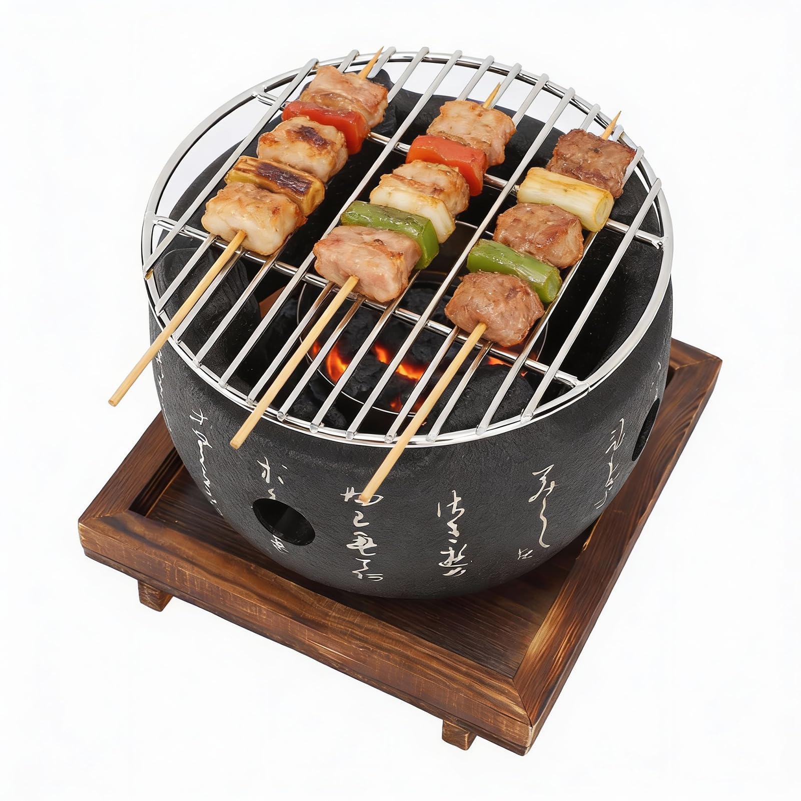 Japoński mini grill Przenośny japoński grill Piec Stop aluminium Mały grill węglowy Grill Narzędzia do grillowania na kempingu Spotkania rodzinne (L)