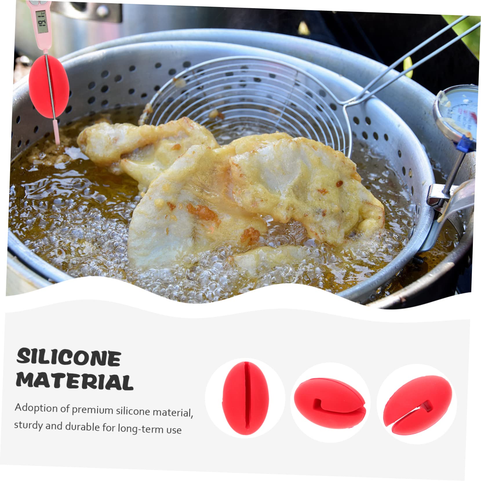 TIDTALEO Thermometer Pan Clip Silicone Pot Clips Melting Pot Probe Silicone Clip Cooking Clip Thermometer Digital Grill Thermometer Clip Second Generation Anti-Scratch BBQ Tongs