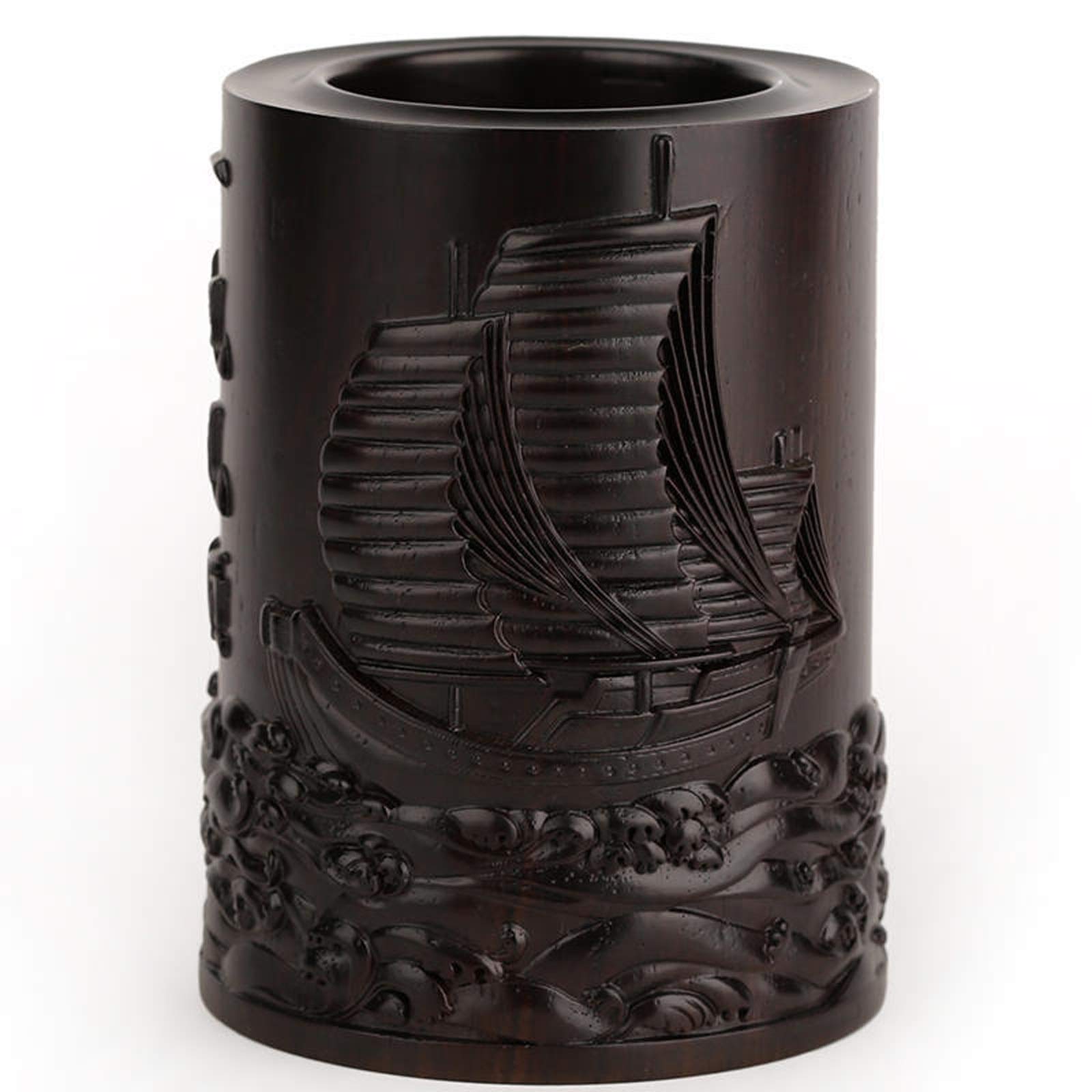 Stifteköcher Stiftbecher Vintage Schreibtisch Stift Bleistifthalter, Kreative Halter Bürobedarf Organisator, Natürliche Mahagoni Carving Stifthalter Stifteköcher Schreibtisch