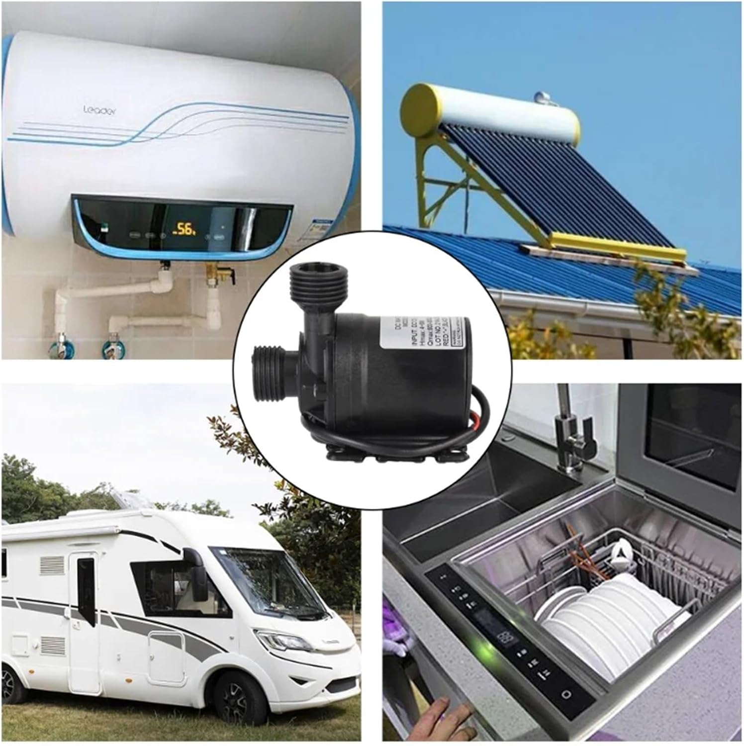 Super Quiet DC 12V 24V Flow 800L/H Portable Brushless Motor Submersible Pump Maximum Height 5M Cooling System Fountain Heater (Size : 24V wiring)