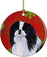 Vista 107 de Caroline's Treasures Dachshund copos de nieve rojos y verdes, adorno de cerámica de Navidad para colgar en el árbol de Navidad, decoración