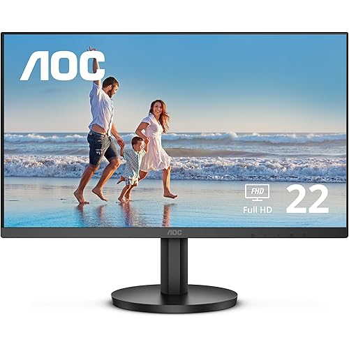 AOC 22B3HM 22" Class Full HD 75Hz Monitor, Adaptive-Sync, HDR Mode, for Home and Office, HDMI, VGA, LowBlue, VESA