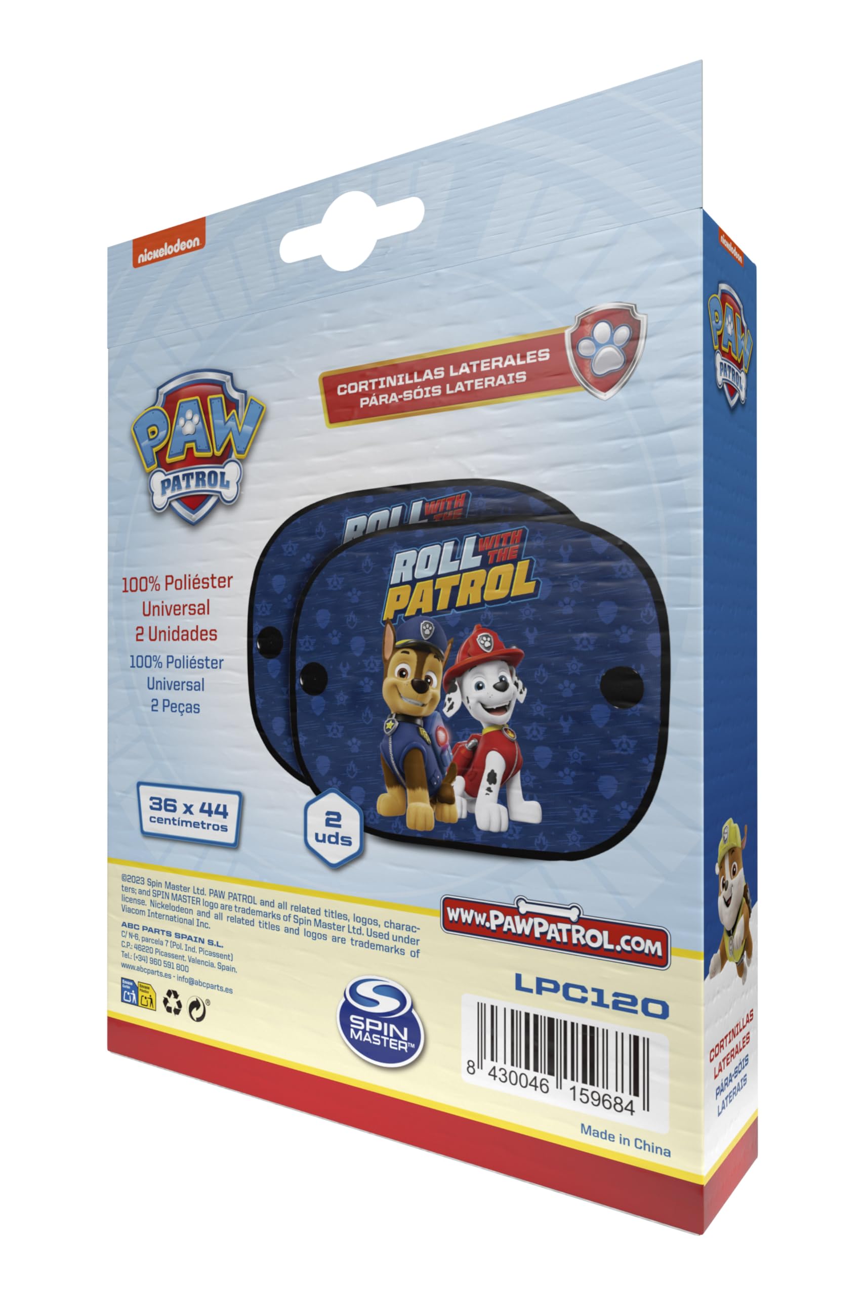 Paw Patrol zasłony boczne mikroperforowane Chase Marshall ochrona przeciwsłoneczna 2 sztuki