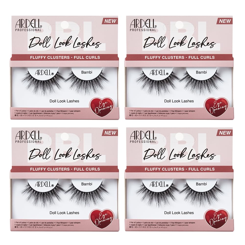 Ardell Doll Look Lashes Bambi – Fluffy Cluster Natural Look False Eyelashes, Full Curls for Big Eye Effect, Lightweight Reusable Wispy Lashes Strips,