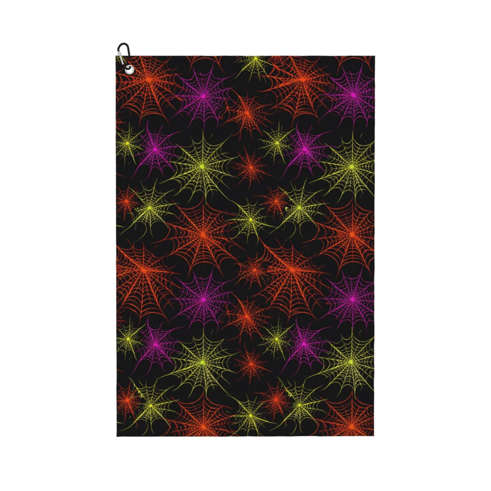 Oudrspo Colorful Cobweb Fun Pattern Multi-Functional Golf Towel | Absorbent Quick Drying 16x24in
