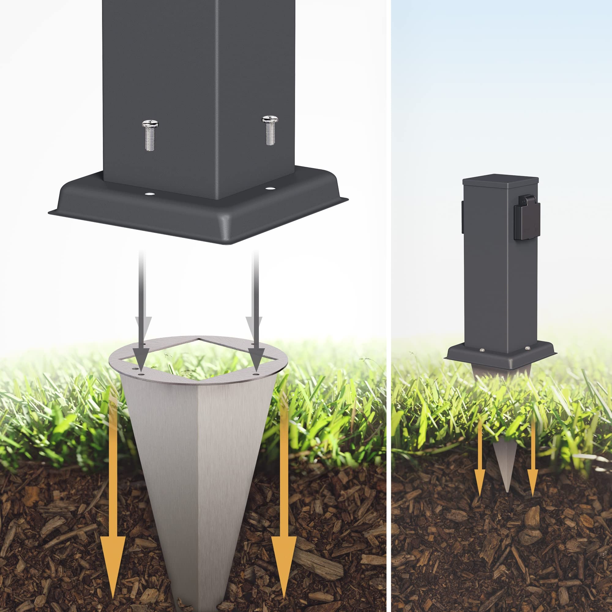 ledscom.de Polly Pilar de Toma de jardín con pincho de Suelo para Exteriores, IP44, 2 Conectores, Antracita, Angular, 27cm