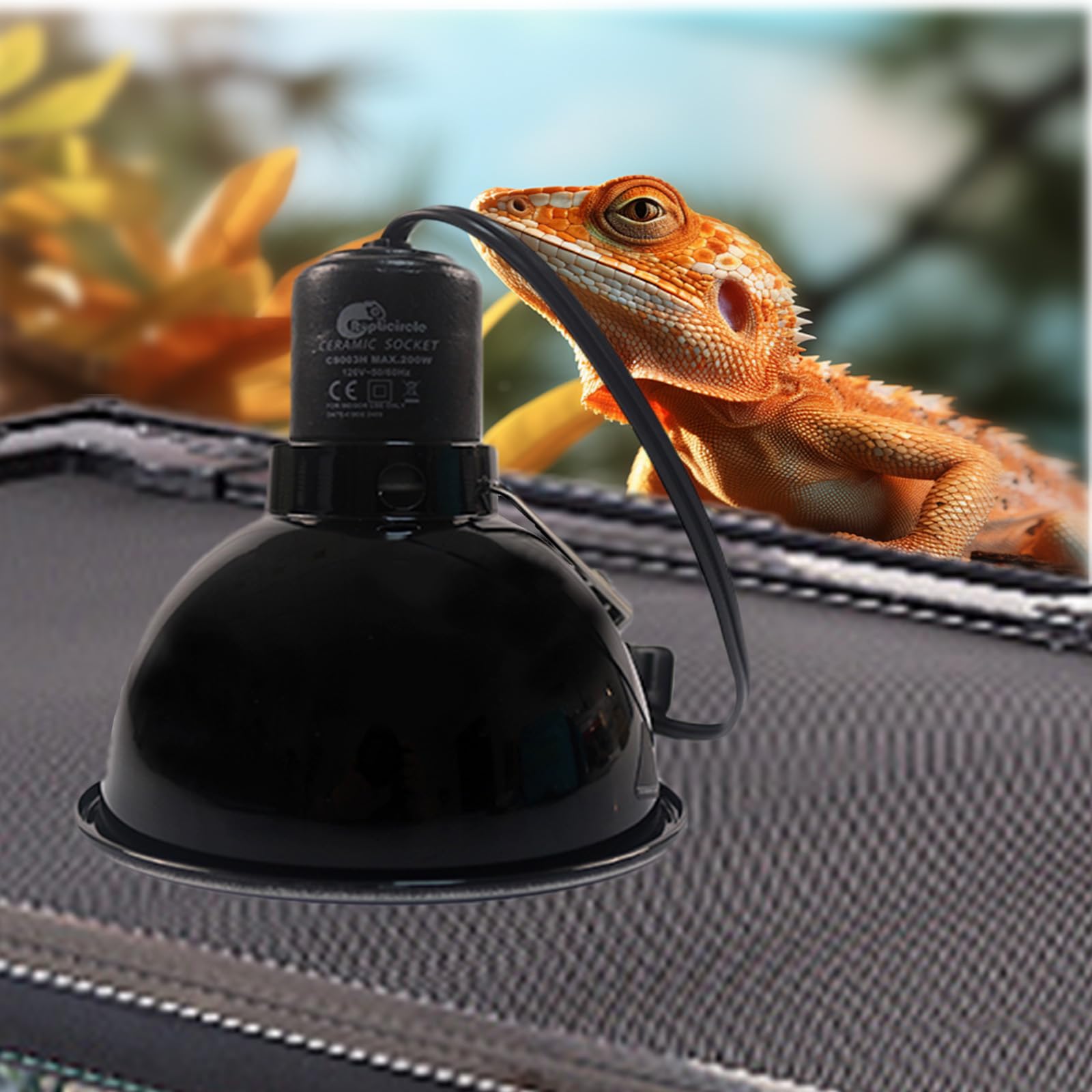 Reptile Light Fixture, 5.5 Inch Max 200W Deep Dome Heat Lamp with Optical Reflection, UVB Basking Lamp for Amphibian & Reptile Terrariums - image 6