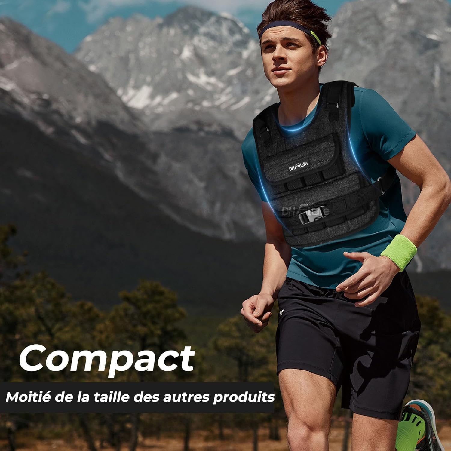 DH FitLife Gilet Lesté Réglable 10 KG/20KG Compact et Stable pour Le Renforcement Musculaire et La Musculation | Weighted Vest | Gilet de Course pour Homme et Femme