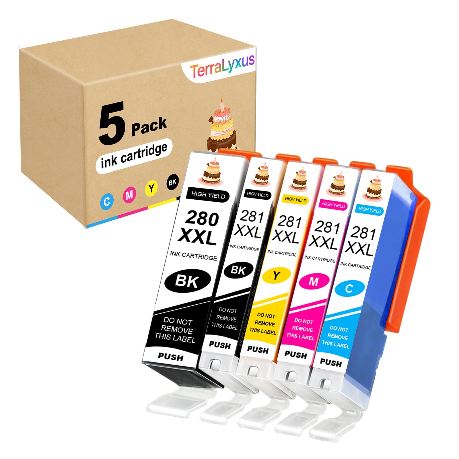 TerraLyxus Refillable 280XL 281XL 280 XL 281 XL Ink Cartridges Compatible for PIXMA TR8620 TR8620a TS702 TS702a TS6120 TS6220 TS6320 TS8120 TS8220