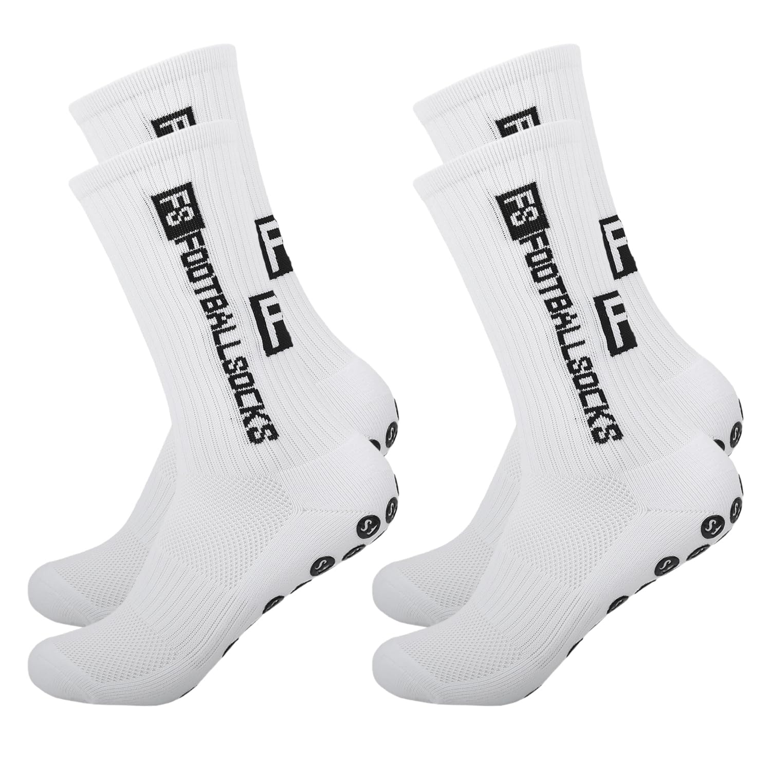 Enreluya 2 Pairs Football Grip Socks, Grip Socks, Football Socks for Men Women, Sizes 40-46 Anti-slip Sports Socks for Football Basketball Soccer Volleyball Yoga Running Trekking Hiking, White