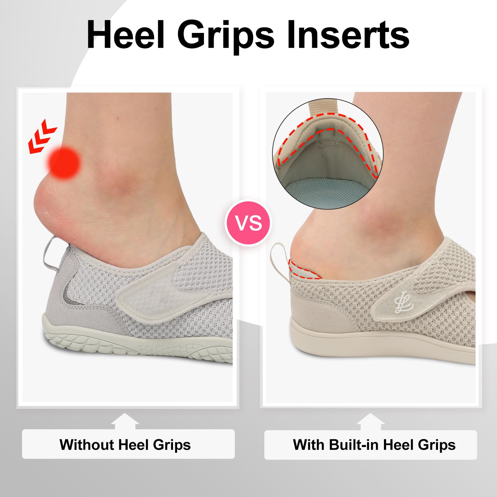 LeIsfIt Womens Wide Diabetic Shoes Adjustable Barefoot Walking Shoes Breathable Zero Drop Sneakers for Wide Width Arthritis Edema Feet