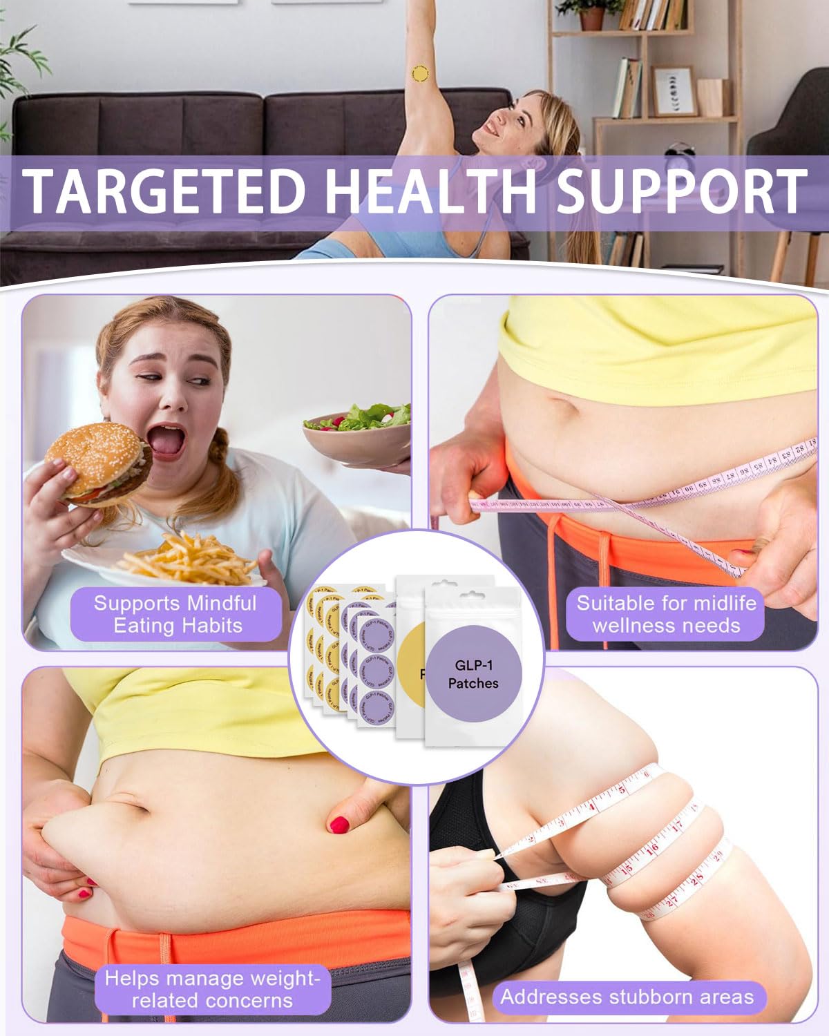 GRETY Parches GPLP-1 Para El Equilibrio Metabólico, Soporte de Forma Saludable, Pegatinas de Ayuda al Metabolismo de Apoyo para La Piel del Vientre Toda La Piel | 60Pcs — view 6