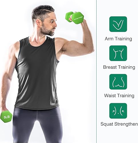 Miniatura 6 de Pares de mancuernas de neopreno, ejercicio y fitness para equipo de gimnasio en casa y juegos de mancuernas ajustables, antideslizantes, con código