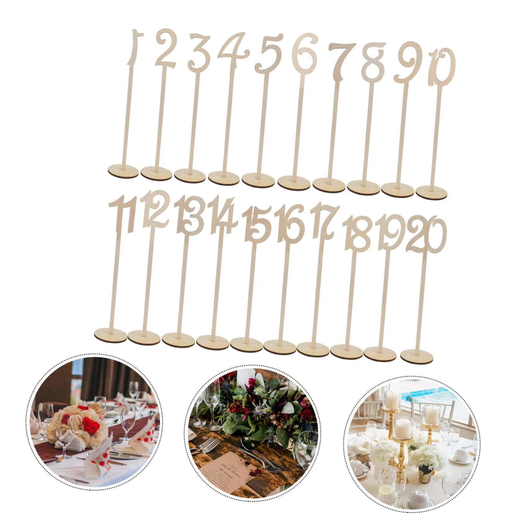 LABRIMP Número de Mesa de Boda 1 Juego de Madera Beige Diseño Hueco