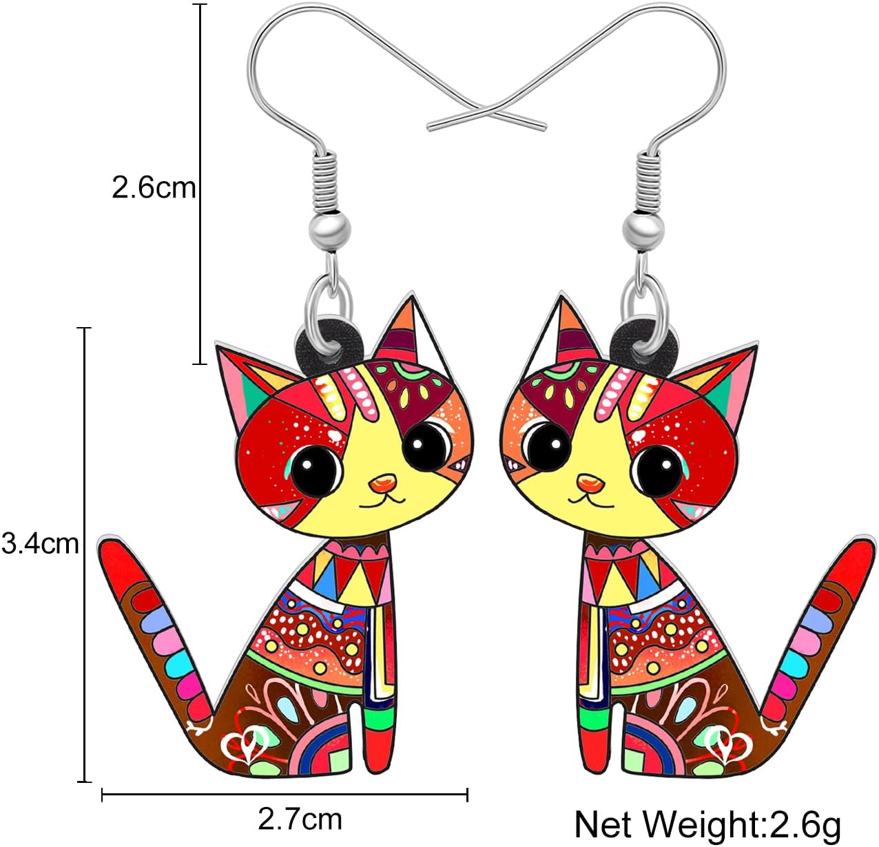 Acrylic Drop Cat Earrings Pets Funny Design 7 Color Lovely Gift For Women By The Bonsny image 5