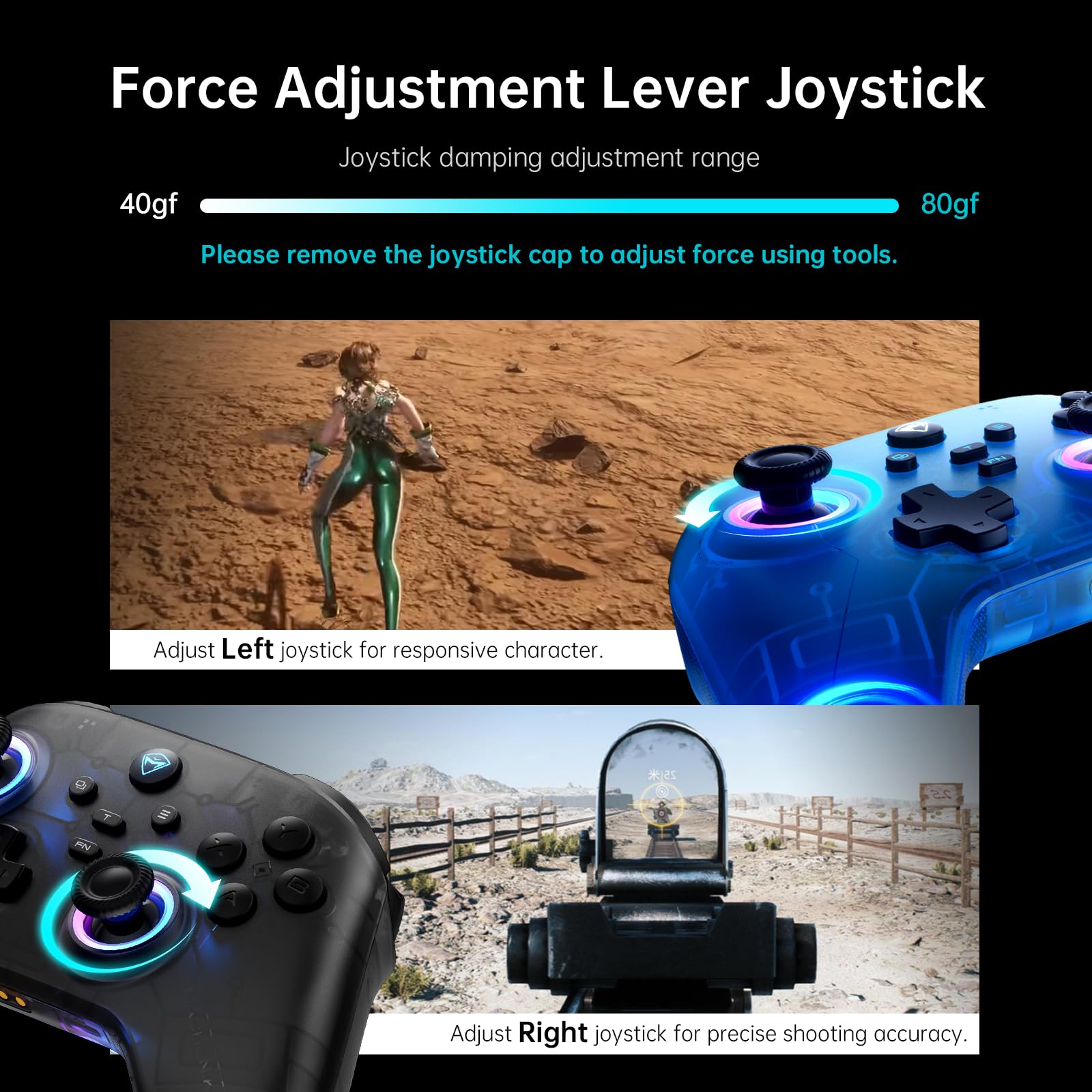 Machenike G3V2 Manette Sans fil PC, 2 Joystick à Effet Hall Réglable, 2 Boutons Programmables, Lumières RGB Multicolores, Pour PC/Switch/iOS/Android, Batterie 1000mAh, Charge Station(Noir, PE-Upgrade)
