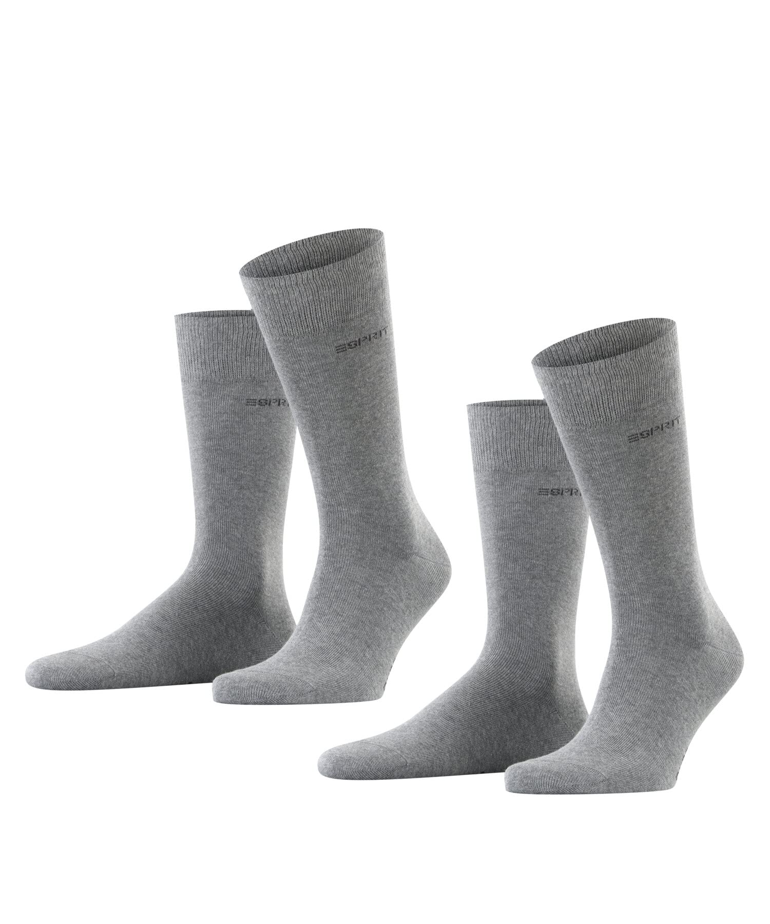 ESPRIT Men's Basic Uni Multipack M So Cotton Plain 2 Pairs Socks, Grey Light Melange 3390, 11.5-14